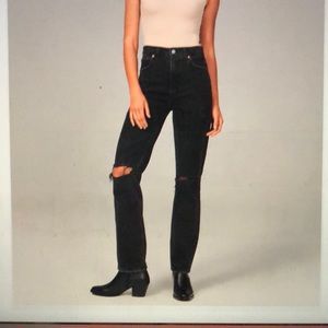 Abercrombie and Fitch ankle straight ultra high rise black denim